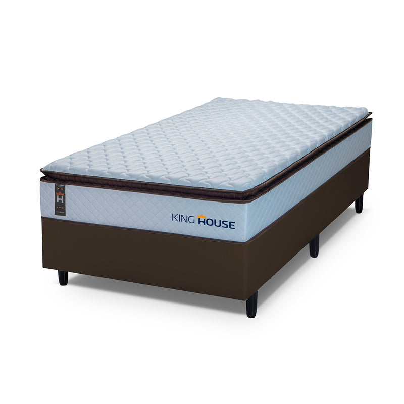Cama Box Espuma San Diego Solteirão 96x203 Branco e Marrom Espuma D33