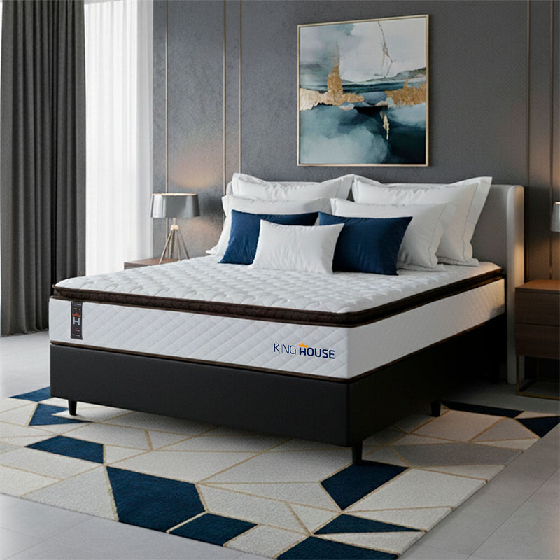 Cama Box Espuma San Diego Casal 138x188 Branco e Preto Espuma D33