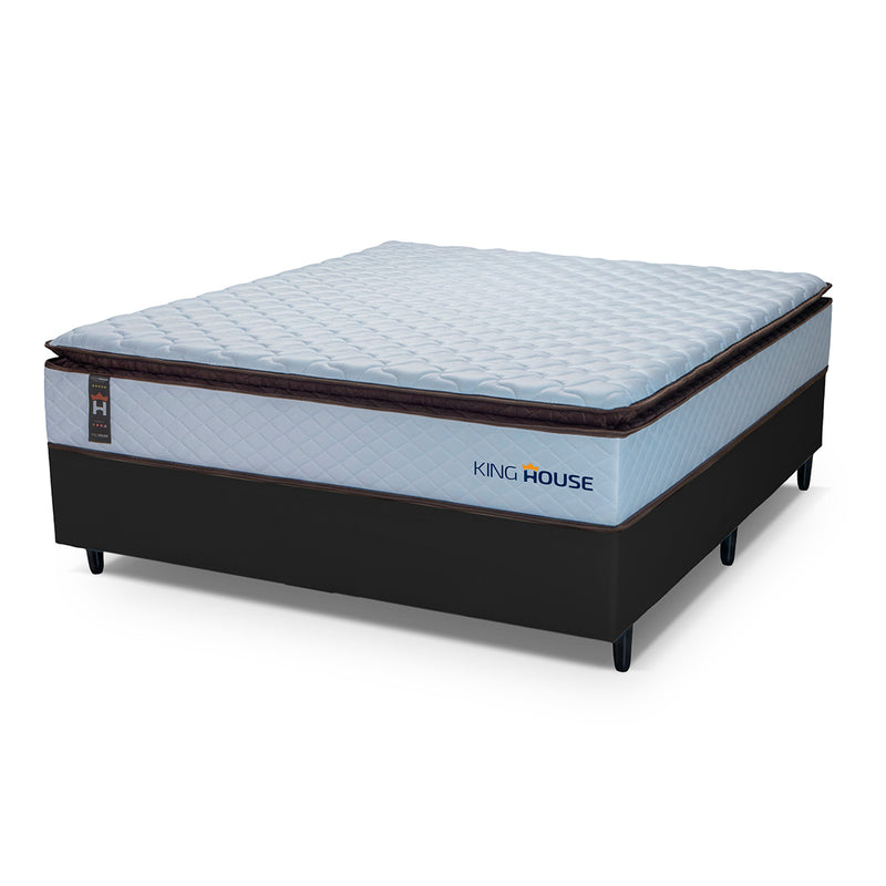 Cama Box Espuma San Diego Casal 138x188 Branco e Preto Espuma D33