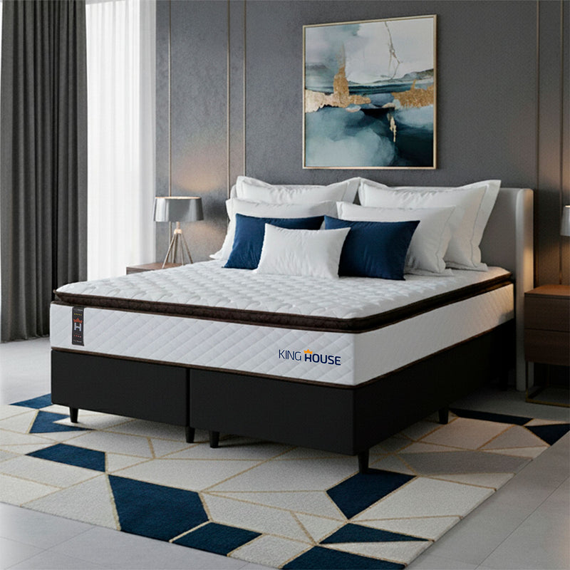 Cama Box San Diego Espuma Queen 158x198 Branco e Preto Espuma D33