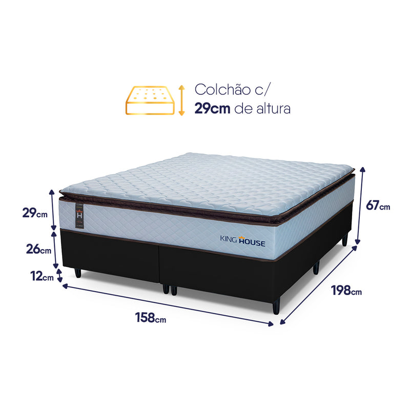 Cama Box San Diego Espuma Queen 158x198 Branco e Preto Espuma D33