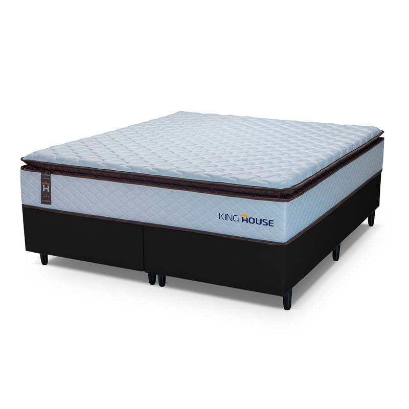Cama Box San Diego Espuma Queen 158x198 Branco e Preto Espuma D33