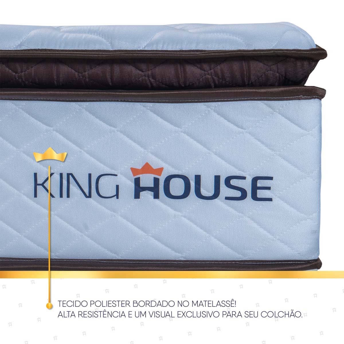 Cama Box San Diego Espuma King 193x203 Branco e Preto Espuma D33