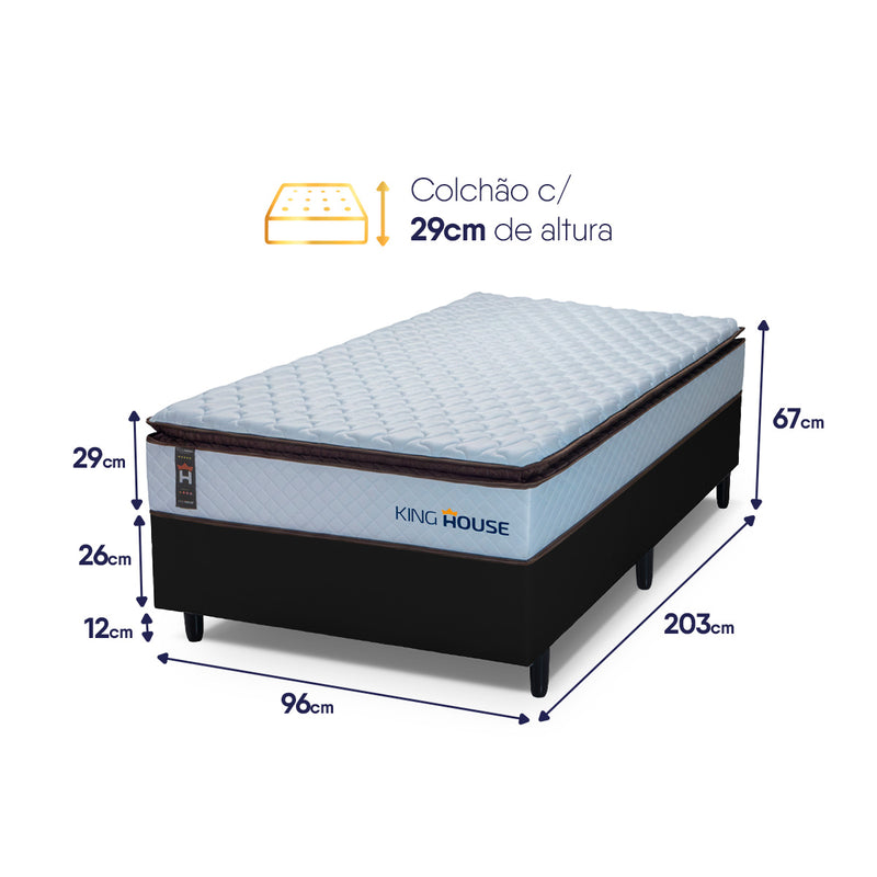 Cama Box Espuma San Diego Solteirão 96x203 Preto Espuma D33