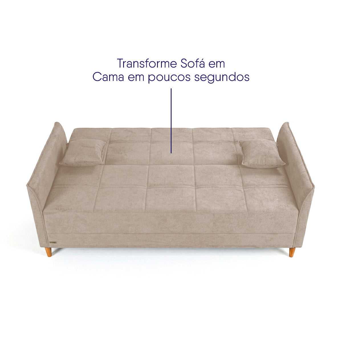 Sofá Cama Sérvia 2,02m Reclinável Bouclê Bege