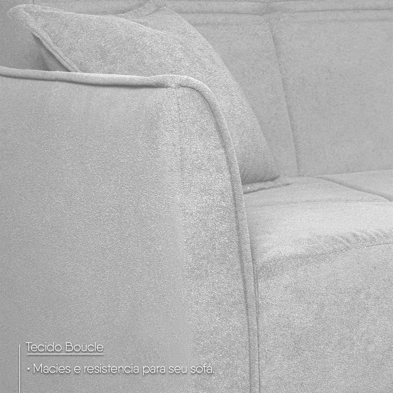 Sofá Cama Sérvia 2,02m Reclinável Bouclê Cinza