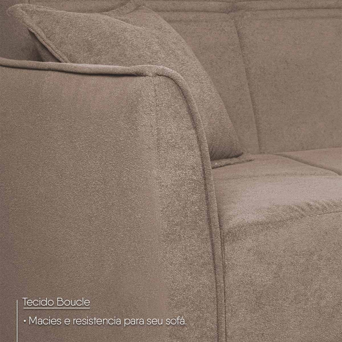 Sofá Cama Sérvia 2,02m Reclinável Bouclê Marrom
