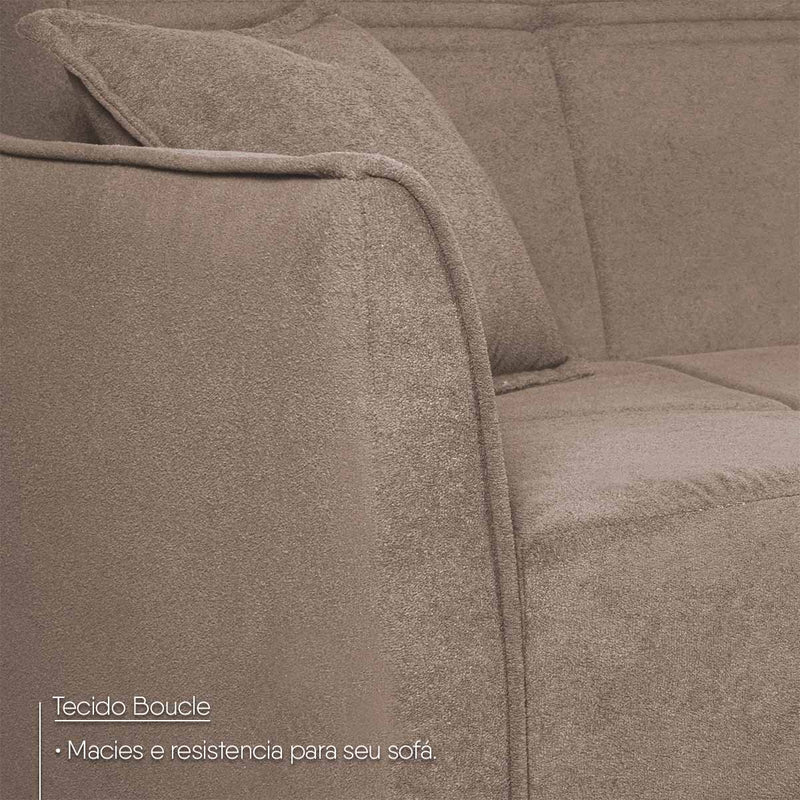 Sofá Cama Sérvia 2,02m Reclinável Bouclê Marrom