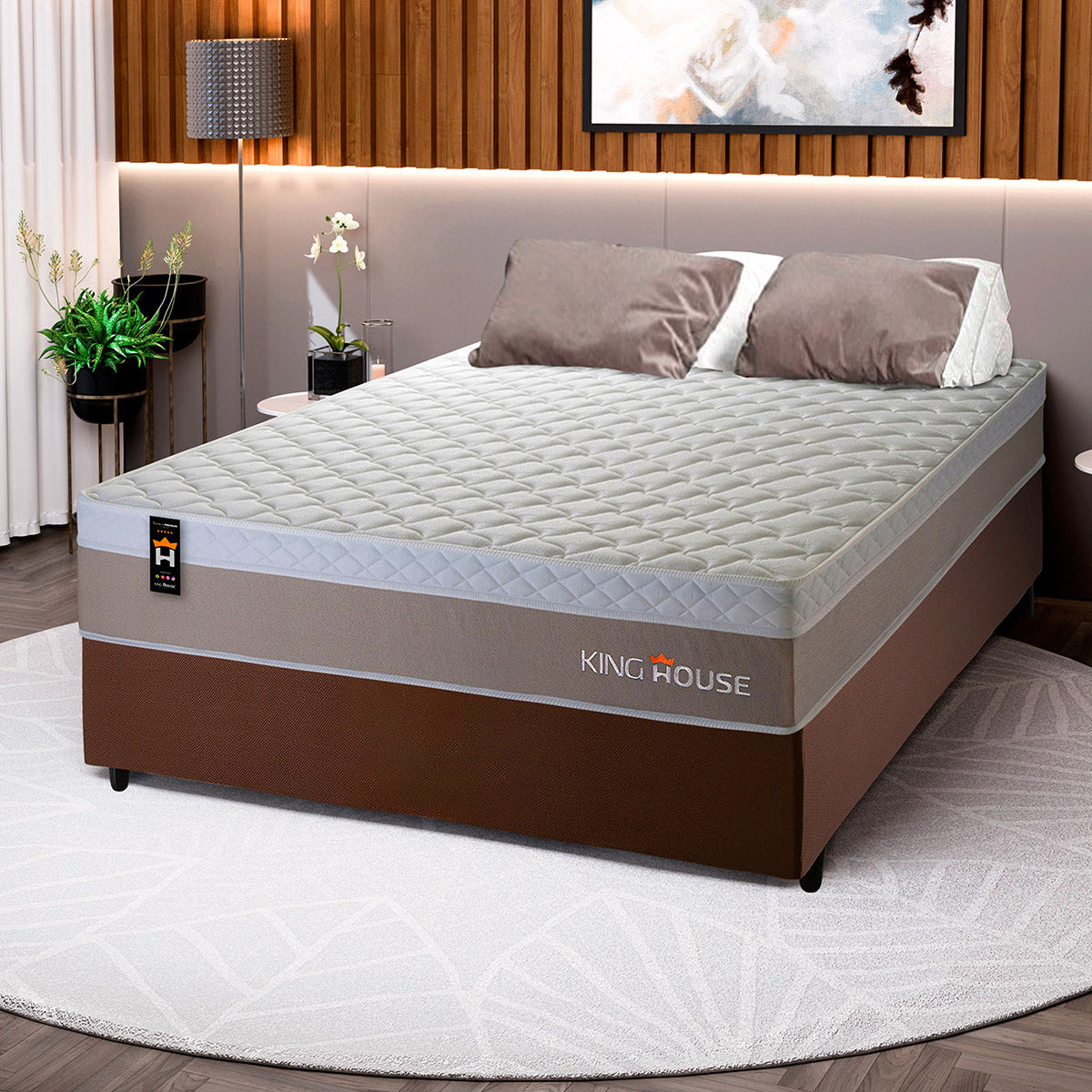 Cama Box Molas Ensacadas Sheffield 128x188 Bege King House