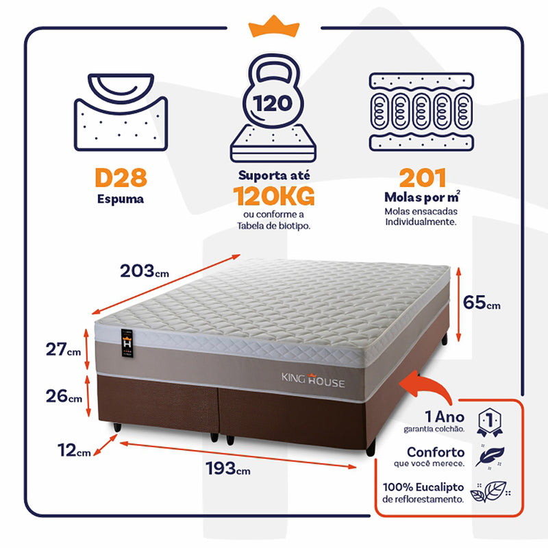 Cama Box Sheffield Molas Ensacadas King 193x203 King House