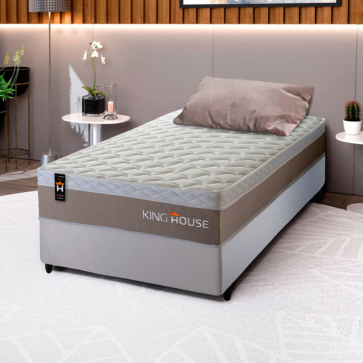 Cama Box Molas Ensacadas Sheffield 88x188 Bege King House