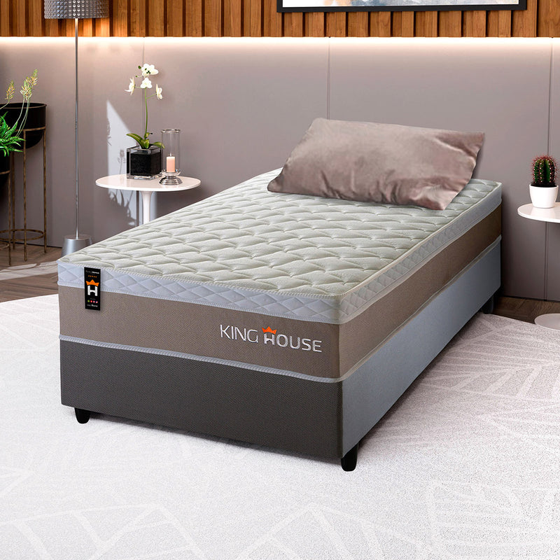 Cama Box Molas Ensacadas Sheffield 88x188 Cinza King House