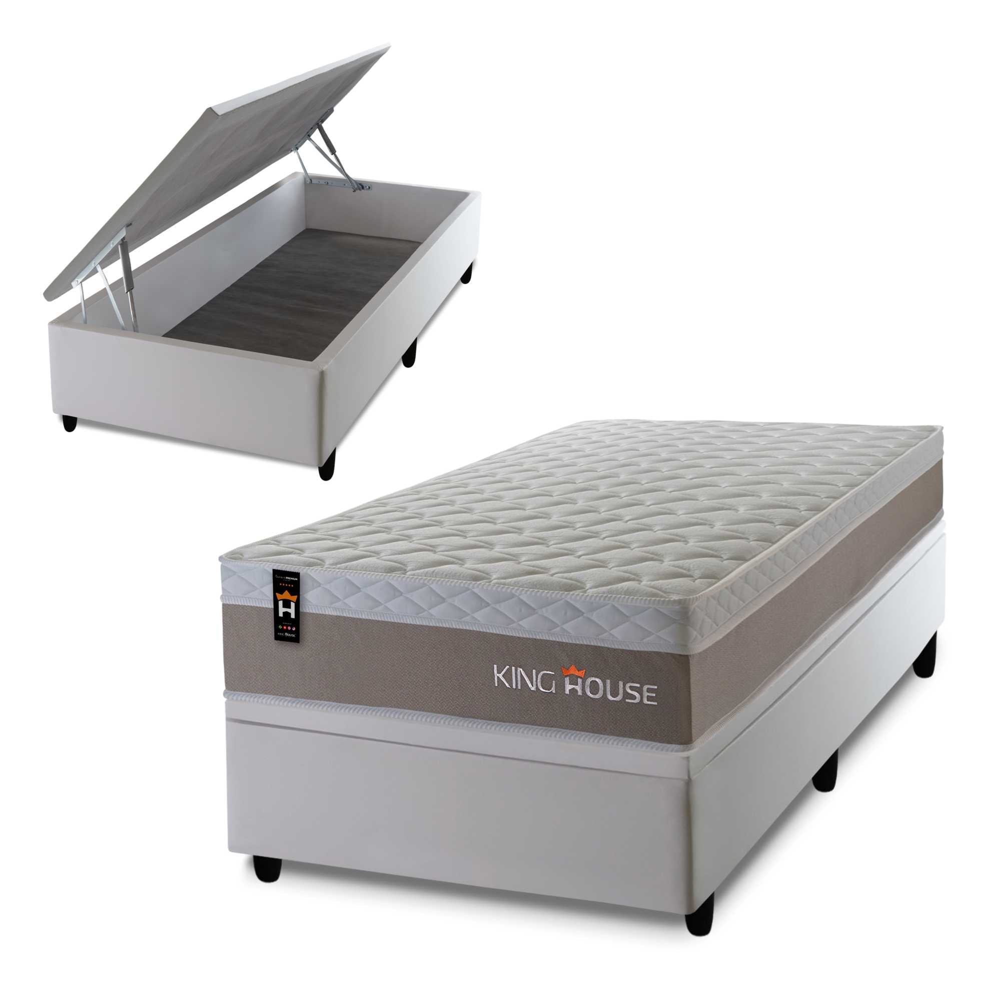 Cama Box Baú Sheffield 96x203 c/ Molas Ensacadas King House