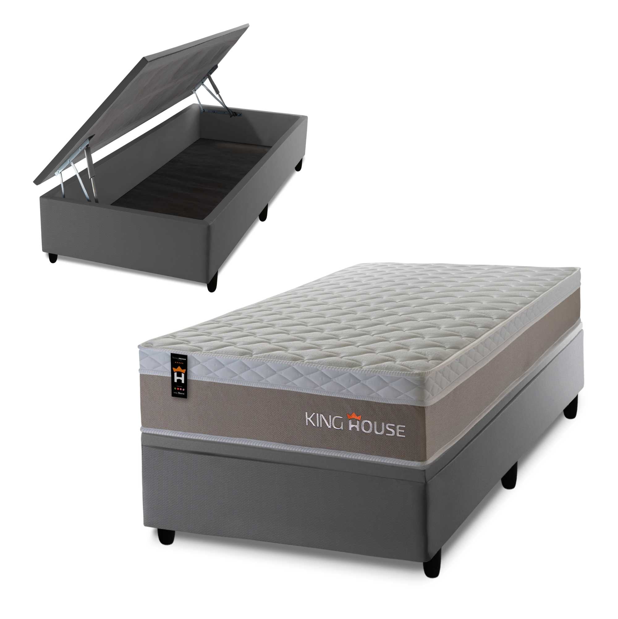 Cama Box Baú Sheffield 96x203 c/ Molas Ensacadas King House
