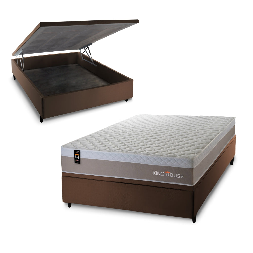 Cama Box Baú Sheffield 138x188 C/ Molas Ensacadas King House