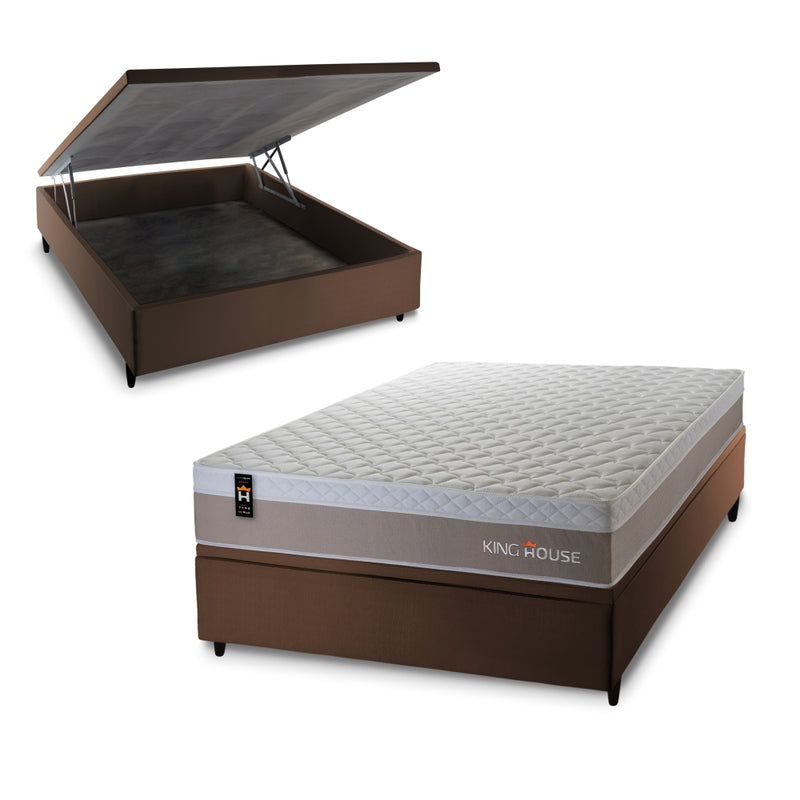 Cama Box Baú Sheffield 138x188 C/ Molas Ensacadas King House