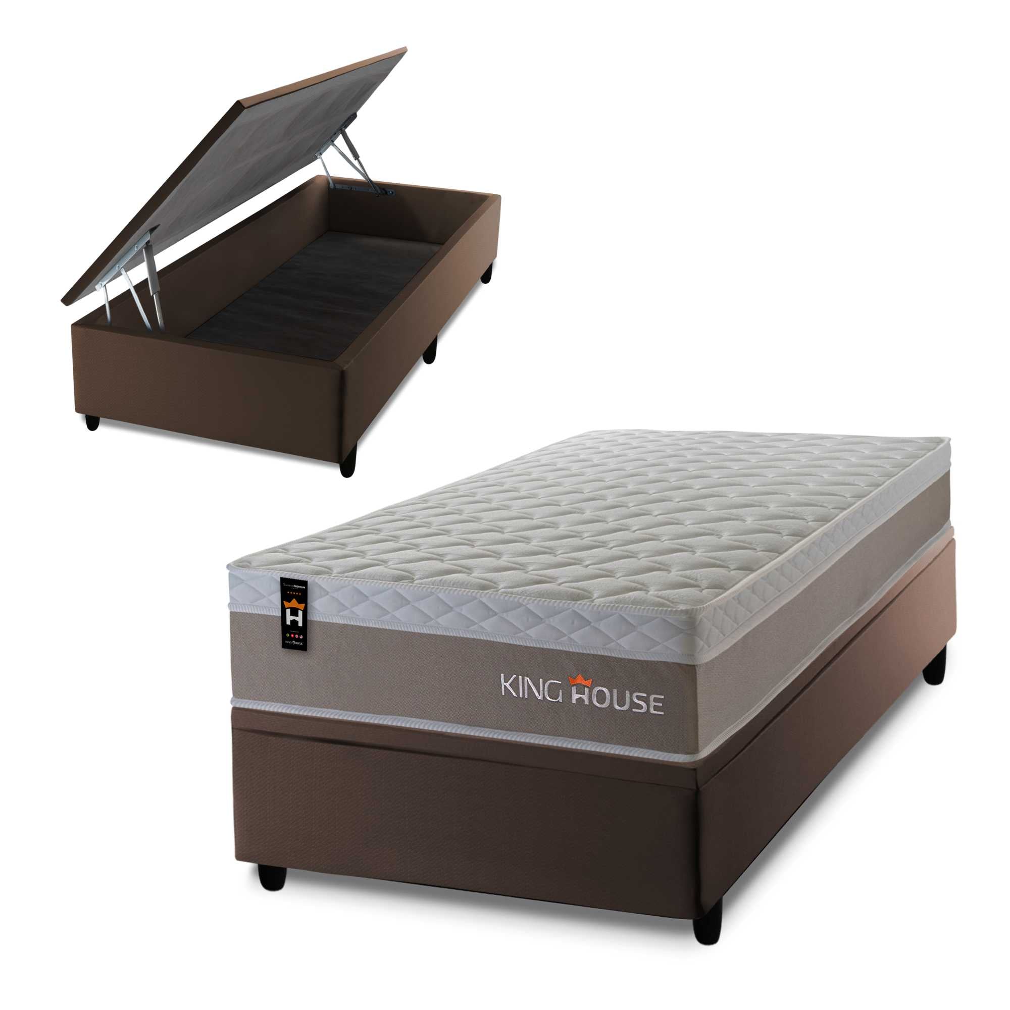 Cama Box Baú Sheffield 88x188 c/ Molas Ensacadas King House