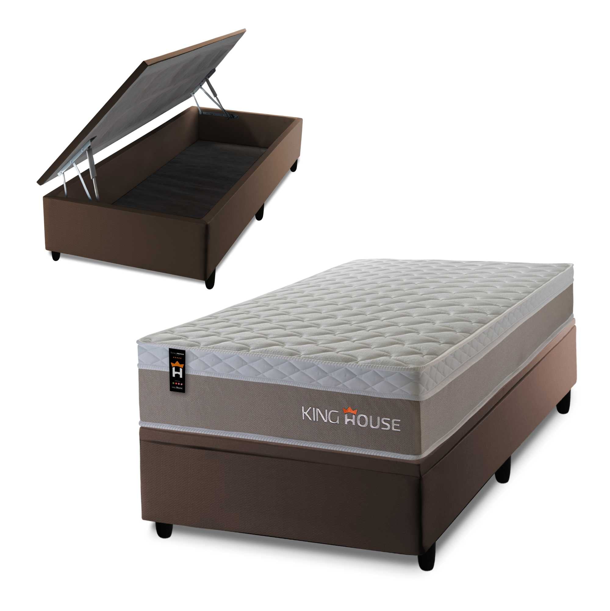 Cama Box Baú Sheffield 96x203 c/ Molas Ensacadas King House