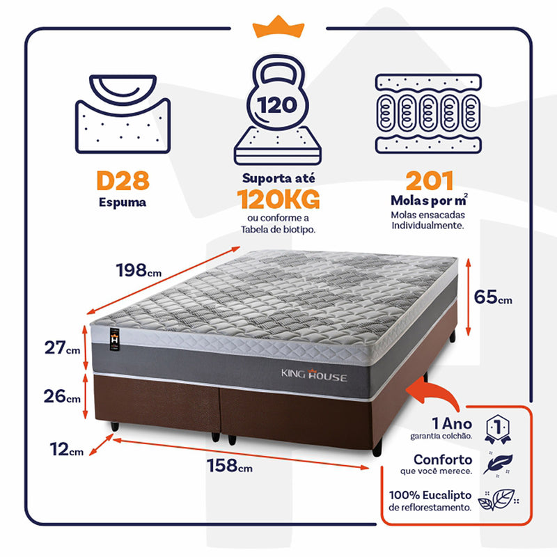 Cama Box Sheffield Molas Ensacadas Queen 158x198 King House