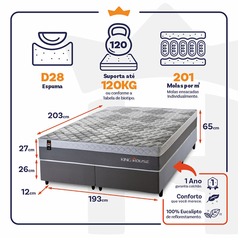 Cama Box Sheffield Molas Ensacadas King 193x203 King House