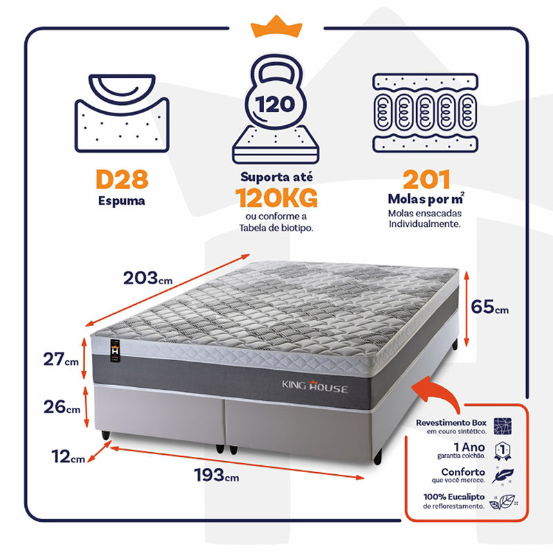 Cama Box Sheffield Molas Ensacadas King 193x203 King House