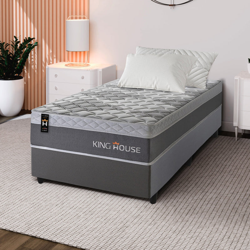 Cama Box Molas Ensacadas Sheffield 96x203 Cinza King House