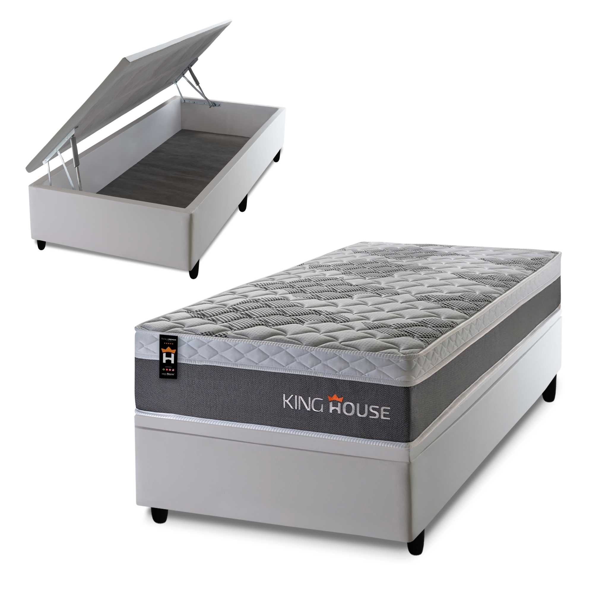 Cama Box Baú Sheffield 88x188 c/ Molas Ensacadas King House