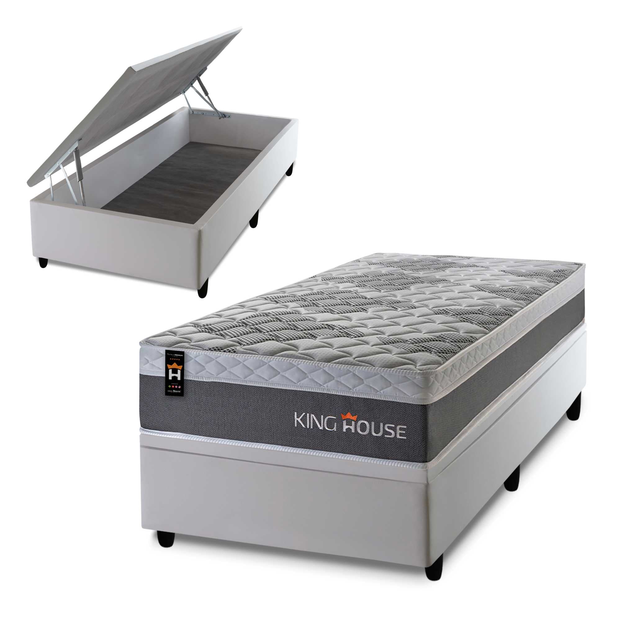Cama Box Baú Sheffield 96x203 c/ Molas Ensacadas King House