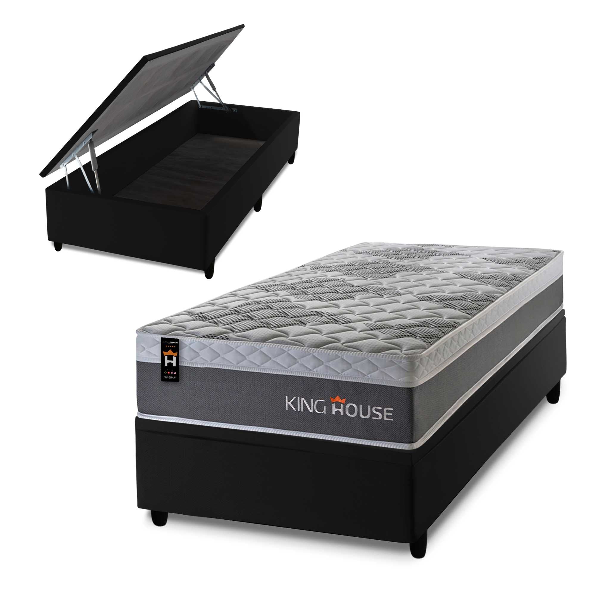 Cama Box Baú Sheffield 88x188 c/ Molas Ensacadas King House