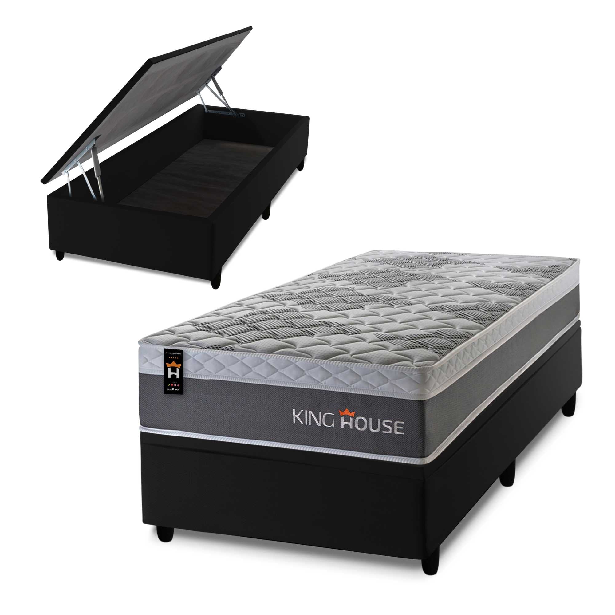Cama Box Baú Sheffield 96x203 c/ Molas Ensacadas King House