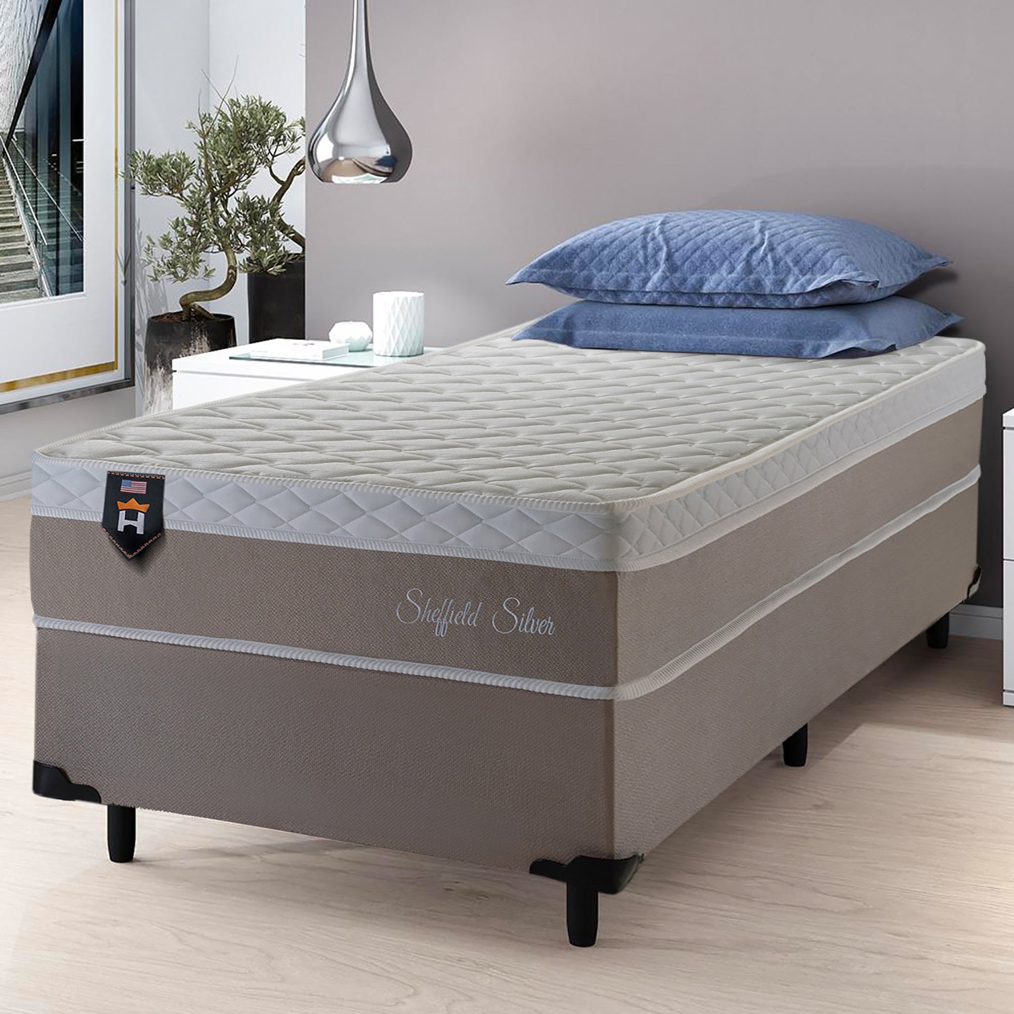 Cama Box Solteirão Sheffield Molas Ensacadas Bege King House