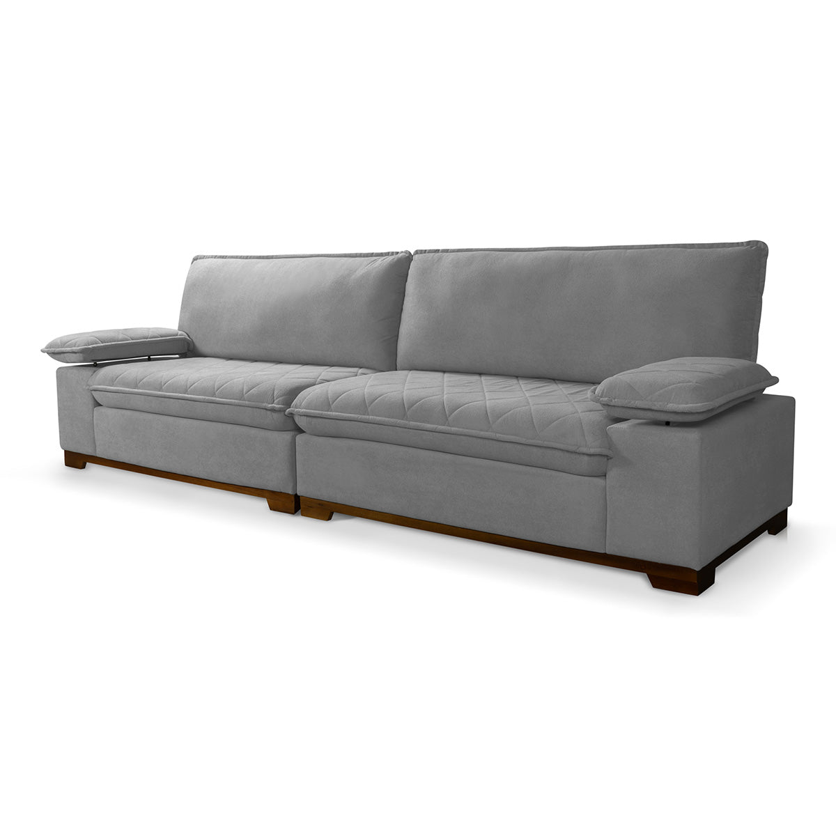 Sofá Living Siberian 3,00m Bouclê Cinza Braço Reclinável