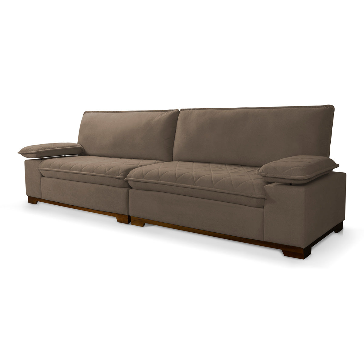 Sofá Living Siberian 2,30m Bouclê Marrom Braço Reclinável
