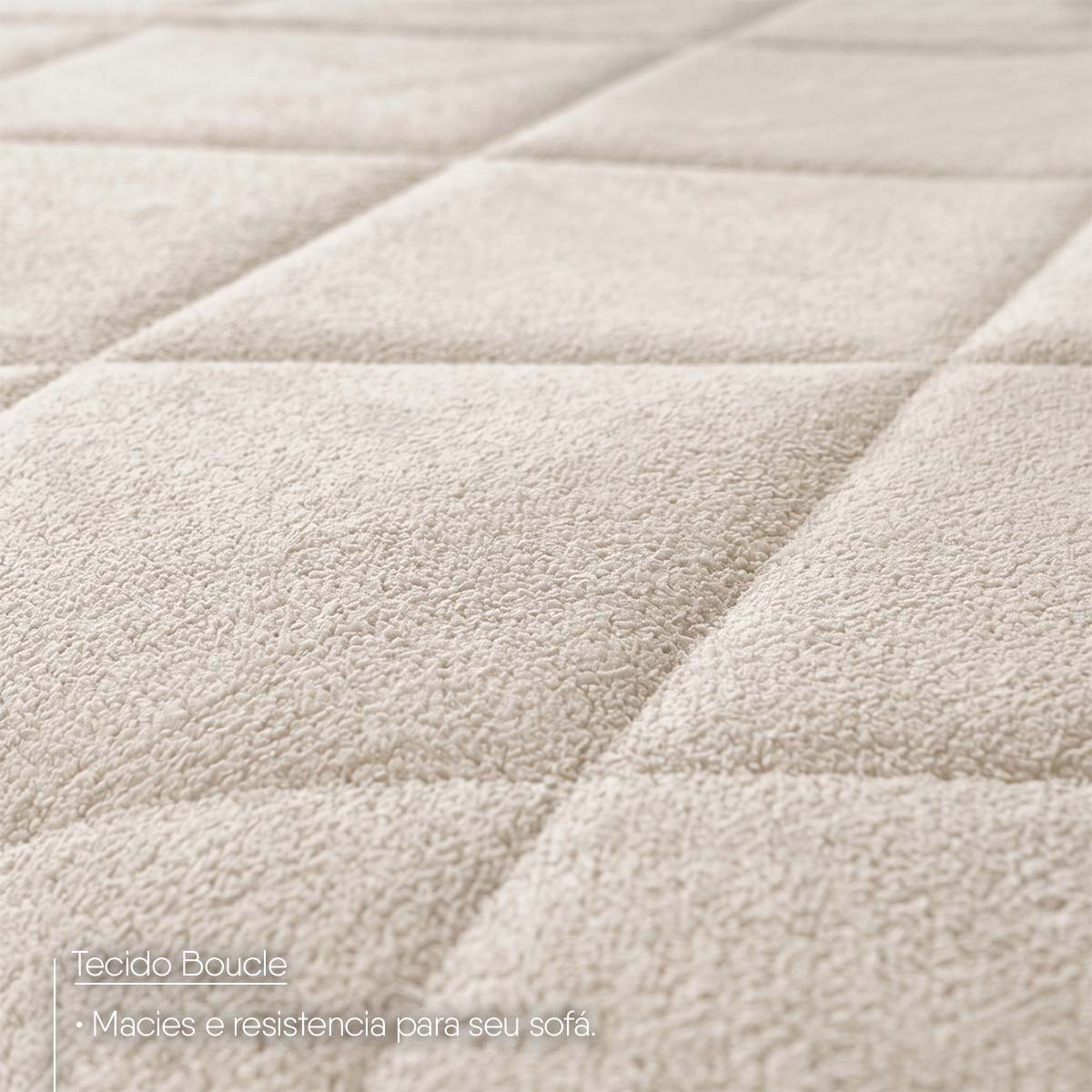 Sofá Living Siberian 2,50m Bouclê Off White Braço Reclinável