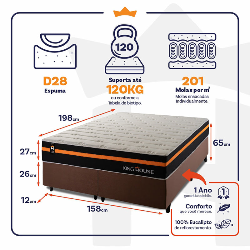 Cama Box Sirius Molas Ensacadas Queen 158x198 King House