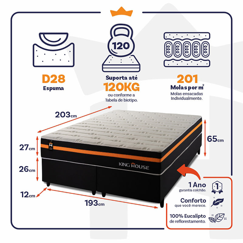 Cama Box Sirius Molas Ensacadas King 193x203 King House