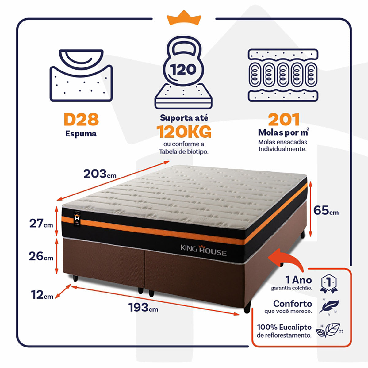 Cama Box Sirius Molas Ensacadas King 193x203 King House
