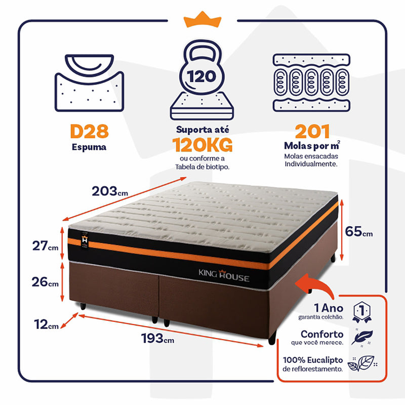Cama Box Sirius Molas Ensacadas King 193x203 King House