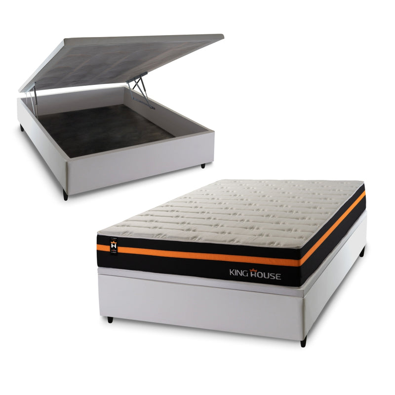 Cama Box Baú Sirius 138x188 c/ Molas Ensacadas King House