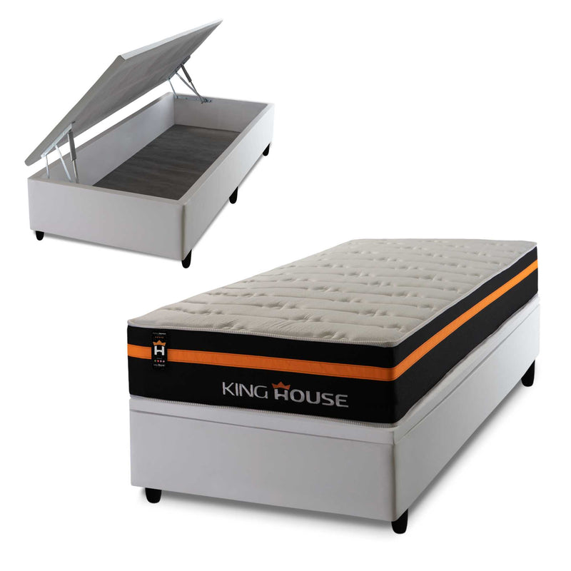 Cama Box Baú Sirius 88x188 c/ Molas Ensacadas King House