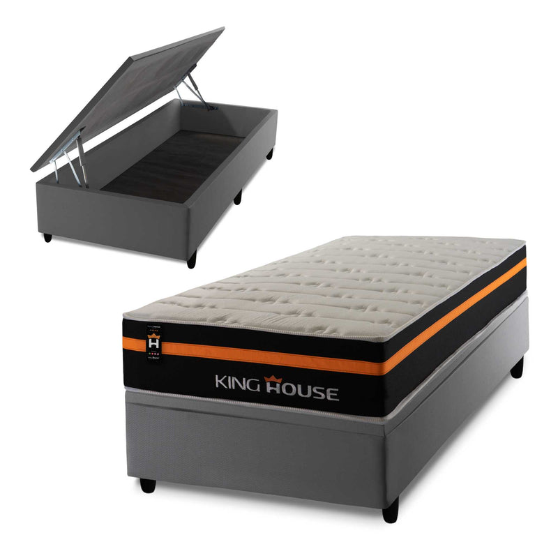 Cama Box Baú Sirius 88x188 c/ Molas Ensacadas King House