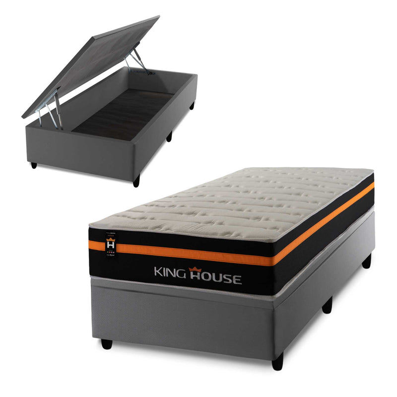 Cama Box Baú Sirius 96x203 c/ Molas Ensacadas King House