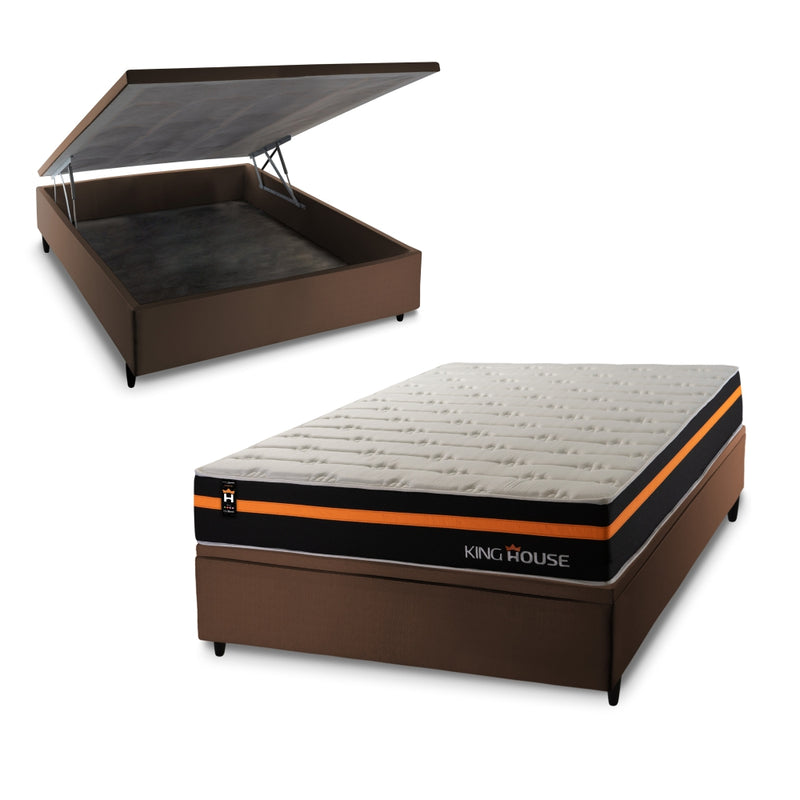 Cama Box Baú Sirius 138x188 c/ Molas Ensacadas King House