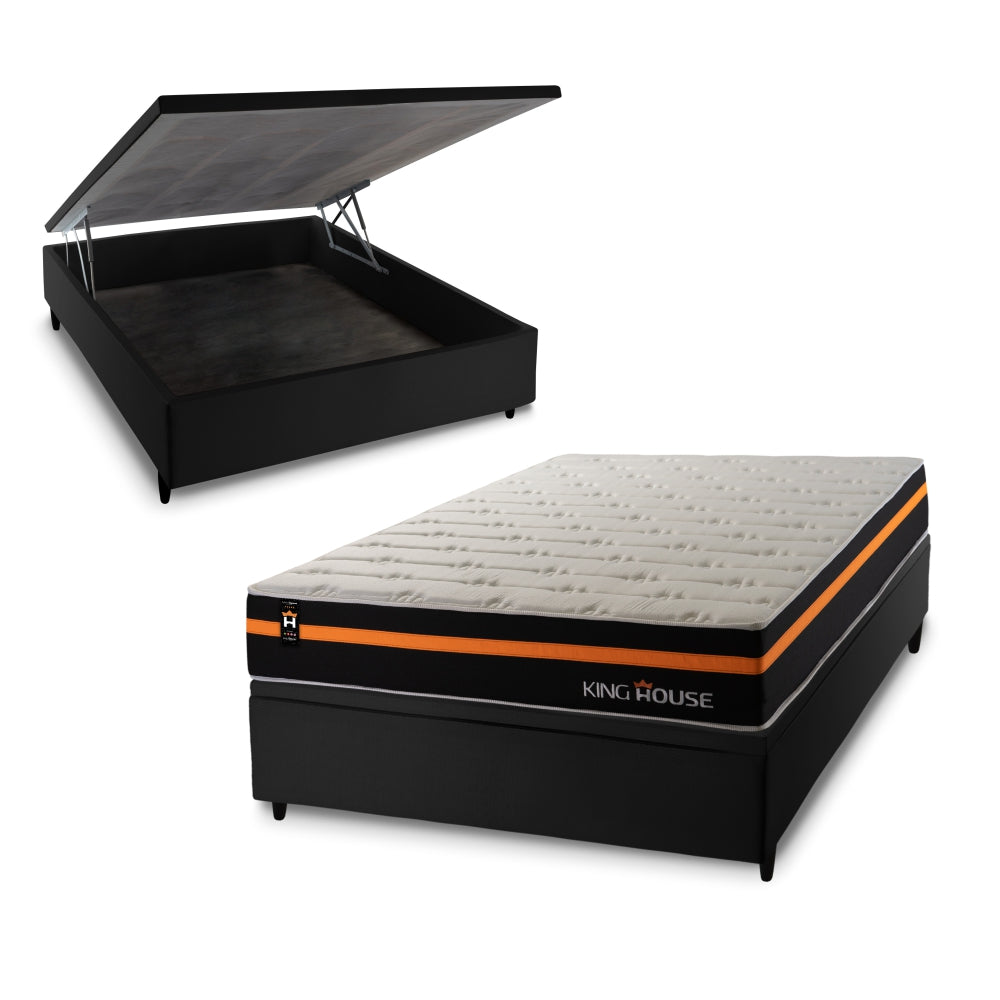 Cama Box Baú Sirius 138x188 c/ Molas Ensacadas King House