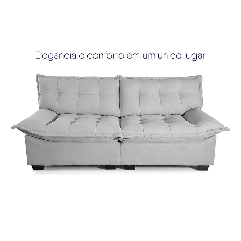 Sofá 3 Lugares Coliseu Bouclê Cinza
