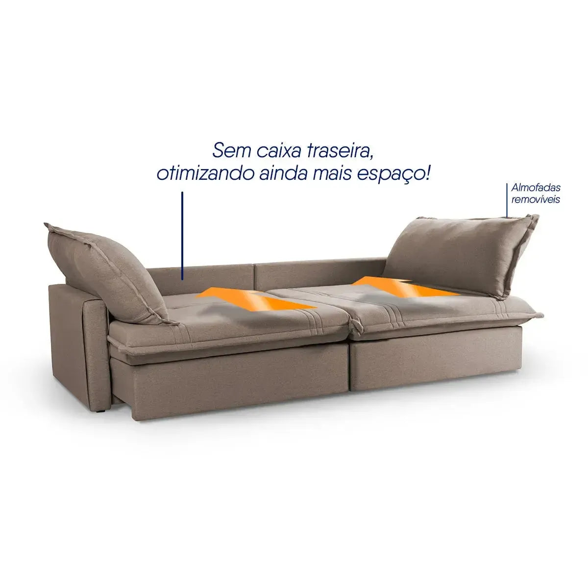 Sofá Cama Baú Ravello Sem Caixa 2,26m Linho Marrom 3 Lugares