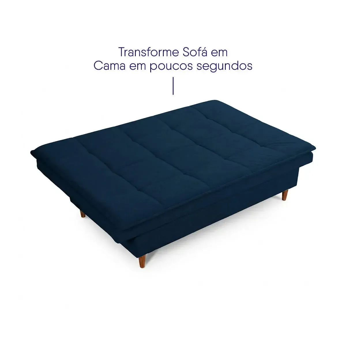 Sofá Cama Estoril 1,90m Azul Suede Velut