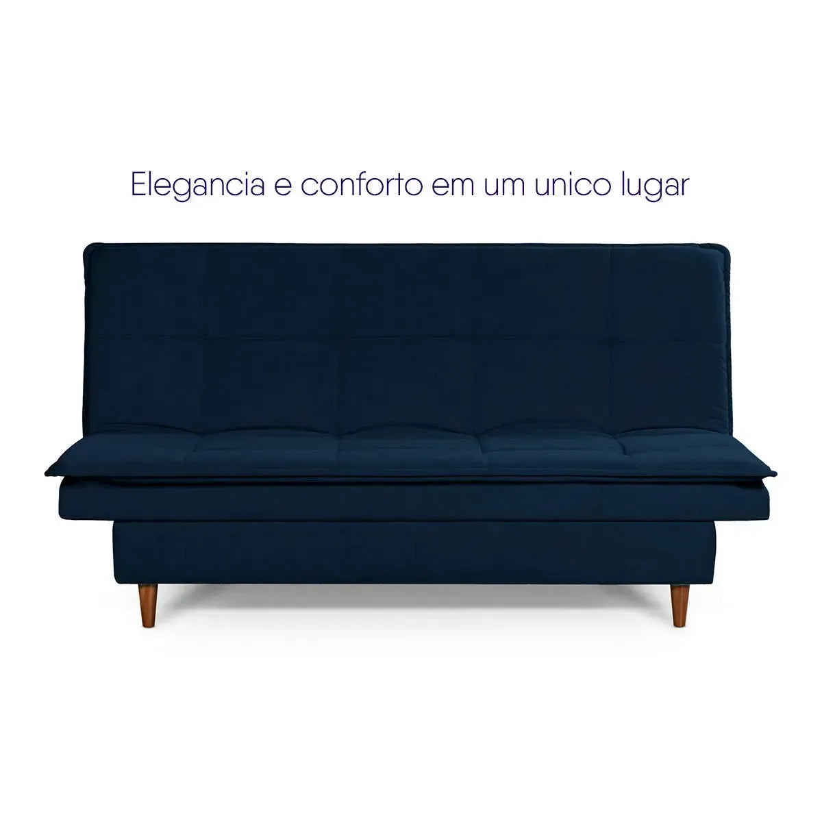 Sofá Cama Estoril 1,90m Azul Suede Velut