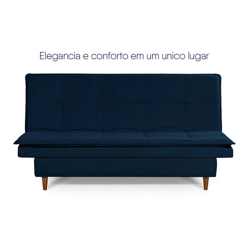 Sofá Cama Estoril 1,90m Azul Suede Velut
