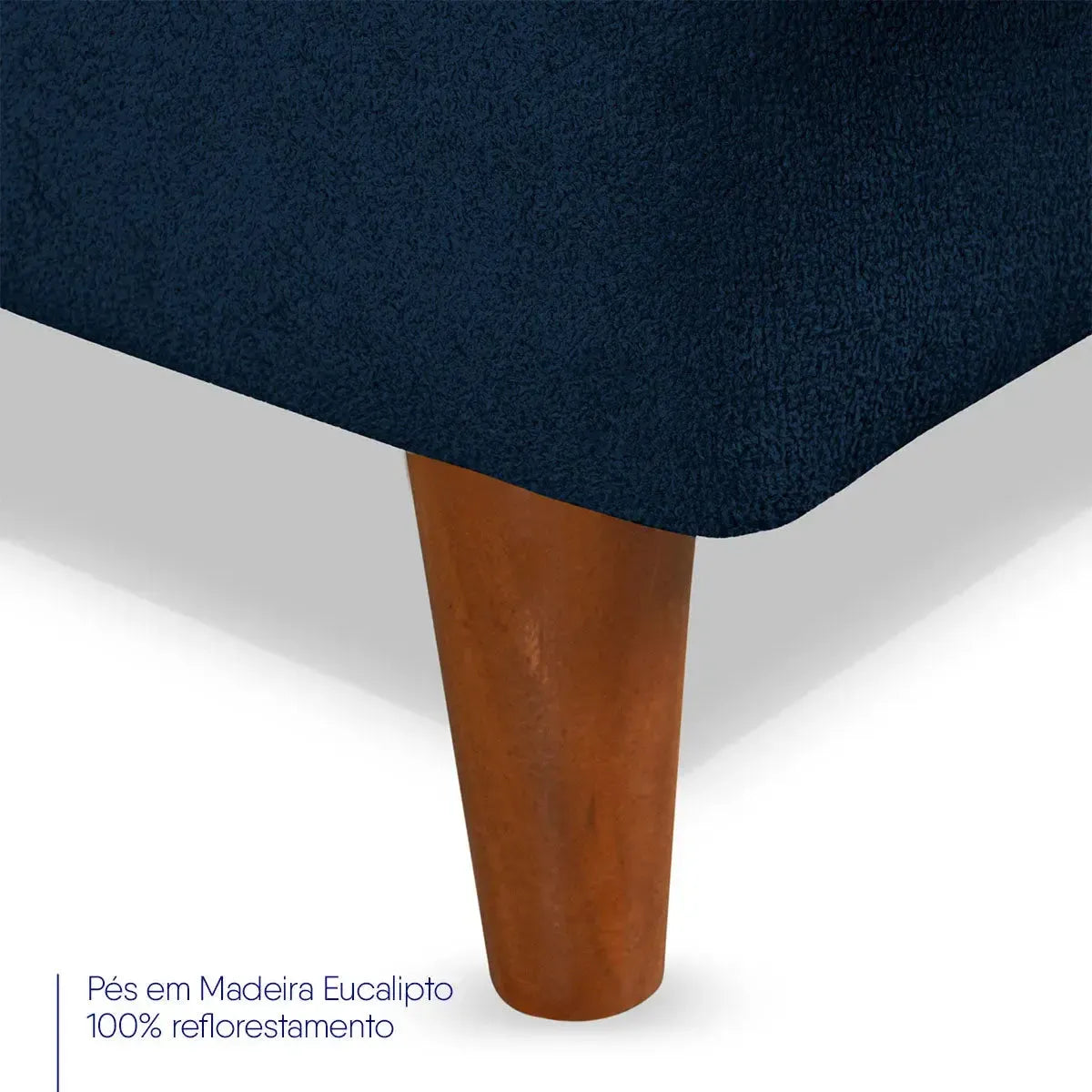 Sofá Cama Estoril 1,90m Azul Suede Velut